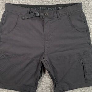 prAna Stretch Zion Shorts Mens 36x10 Gray Hiking Belted Hiking Cargo Nylon